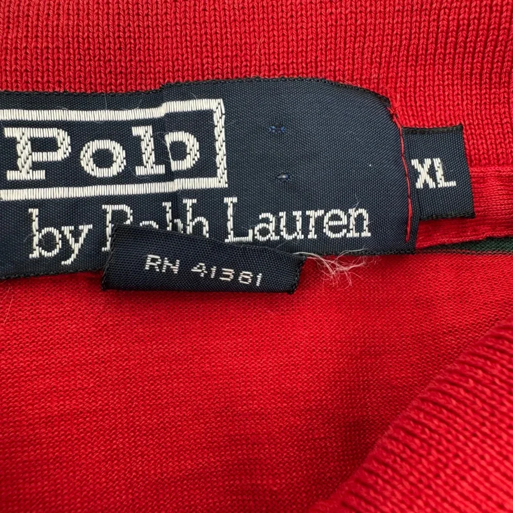 Vintage Polo by Ralph Lauren Polo Shirt XL Red Green Striped Crest Logo USA Made